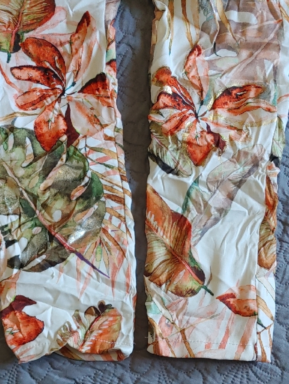Etern Elle  Floral Print Pants - Orange, Green, White And Gold Sz SM - Picture 7 of 11